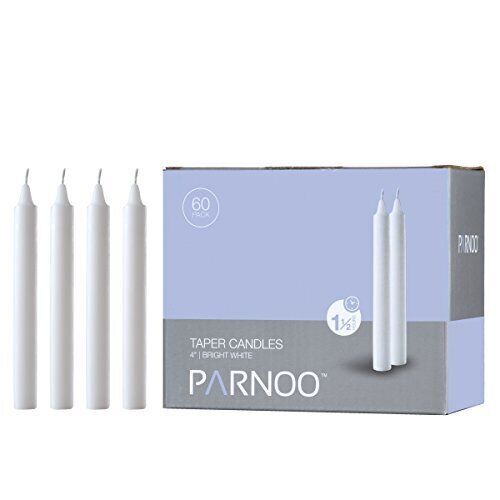 Premium 60-Pack White Dripless Taper Candles - 4