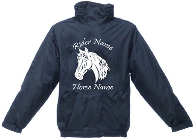 PERSONALISIERTE PFERDE GESICHT TOVER JACKE WASSERDICHT REGENMANTEL REITER COB GESCHENK TOP