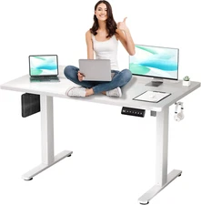 Electric Standing Desk Adjustable Height, 55 X 24 Inch Sit Stand Desk for Home O