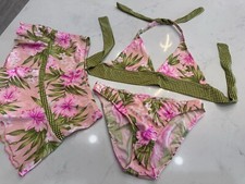 Venus Rare Vintage Bikini Bathing Floral Swim S Top  M Bottoms  Cover Skirt S