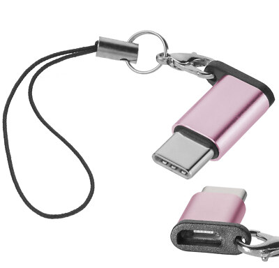 Type-C auf Micro USB Adapter pink mit Anhänger für Xiaomi Redmi 10C Typ-C