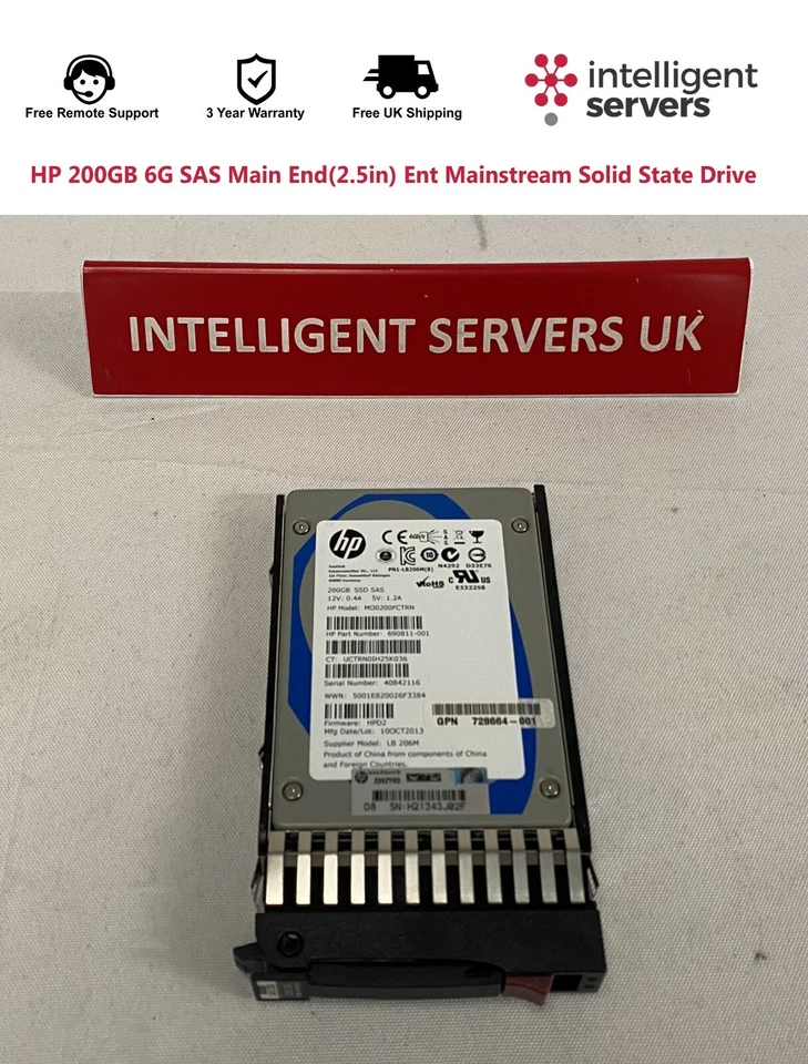 HP 200GB 6G C8R19A SAS Main End(2.5in) Ent Mainstream Solid State Drive - Image 2 of 2
