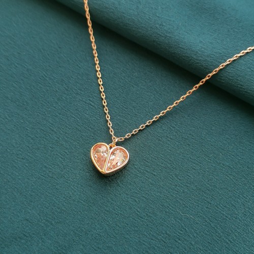 KATE SPADE Rock Solid Stone Heart Rose Gold Mini Pendant Necklace NEW $78