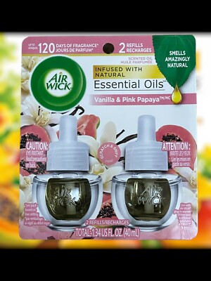 Twin Pack Airwick Vanilla and Pink Papaya Oil Refills - Wonderful Scent!