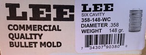 90380 LEE Commercial 6 CAVITY BULLET MOLD Dia .358 Wgt 148 Gr 358-148-RF-NEW