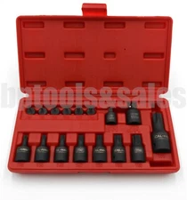 16pc Impact Tamper-Proof Star Bit Socket Set CR-MO STAR TORX Tamper Resistant