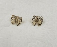 New 14k Yellow Gold Butterfly Earrings
