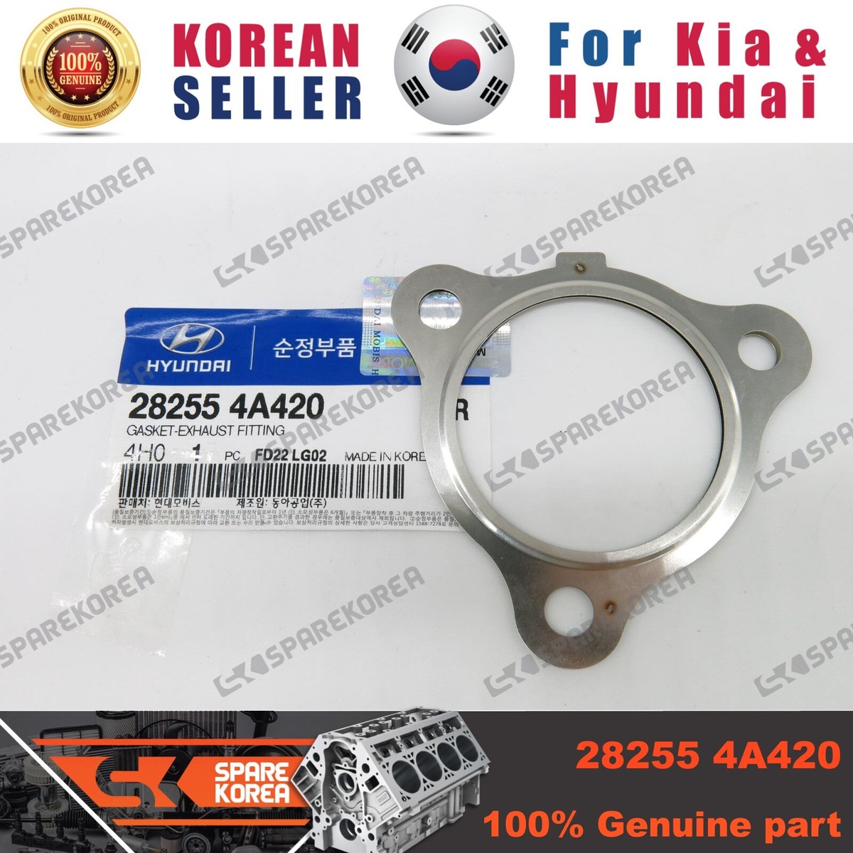 Genuine/OEM 282554A420 GASKET-EXHAUST FITTING for Kia Sorento 02