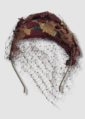 $900 Vivien Sheriff Women's Purple Floral Crystal Fox Lace Applique Hat Headband