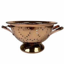 Copper Color Colander Strainer Heart Shape Hole Pattern TeleFlora 8” With Insert