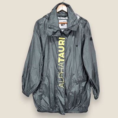 Alpha Tauri Formula 1 Jacket Men Small Gray Zip Spell Out Hooded Windbreaker F1