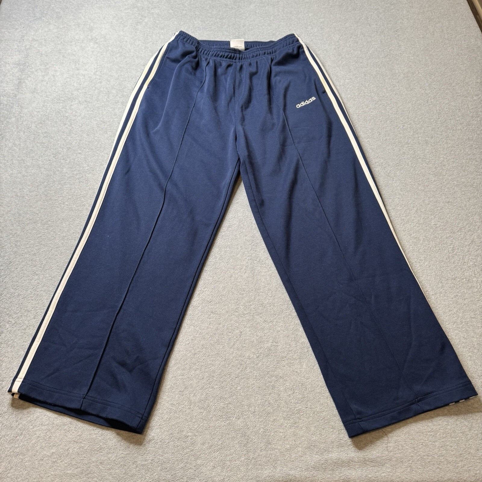 Adidas Mens XL Blue Fleece Sweatpants Drawstring Baggy Athleisure Track Pants-image