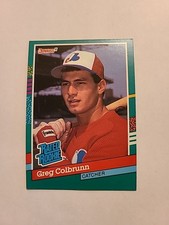 1990 Leaf Greg Colbrunn #425 Rated Rookie Montreal Expos Baseball Card. rookie card picture