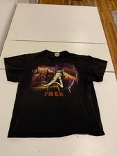 Vintage T-Rex Cafe Shirt Large Black Prehistoric Dinosaur Lightning Y2K Disney