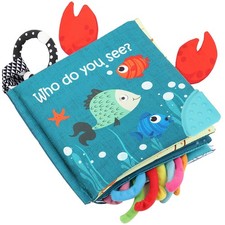 Fish Baby Books Toys, Touch Feel Cloth Crinkle Books for Babies,Baby Infant T...