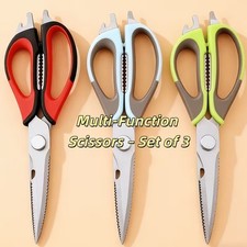 3 Stainless Steel Kitchen Shears Heavy Duty Scissors for Meat Fish Chicken Bones