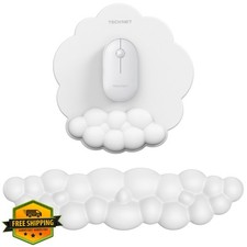 TECKNET Cloud Mouse Pad Wrist Rest Ergonomic PU Leather Memory Foam White