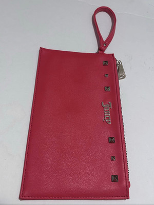 Juicy Couture All Out Of Love Wristlet Red Faux Leather with Gold Tone Stud Deta