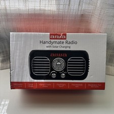 NEW AIWA Handy Mate Radio w/Solar Charging, Fan, Flashlight AI6022-BLK