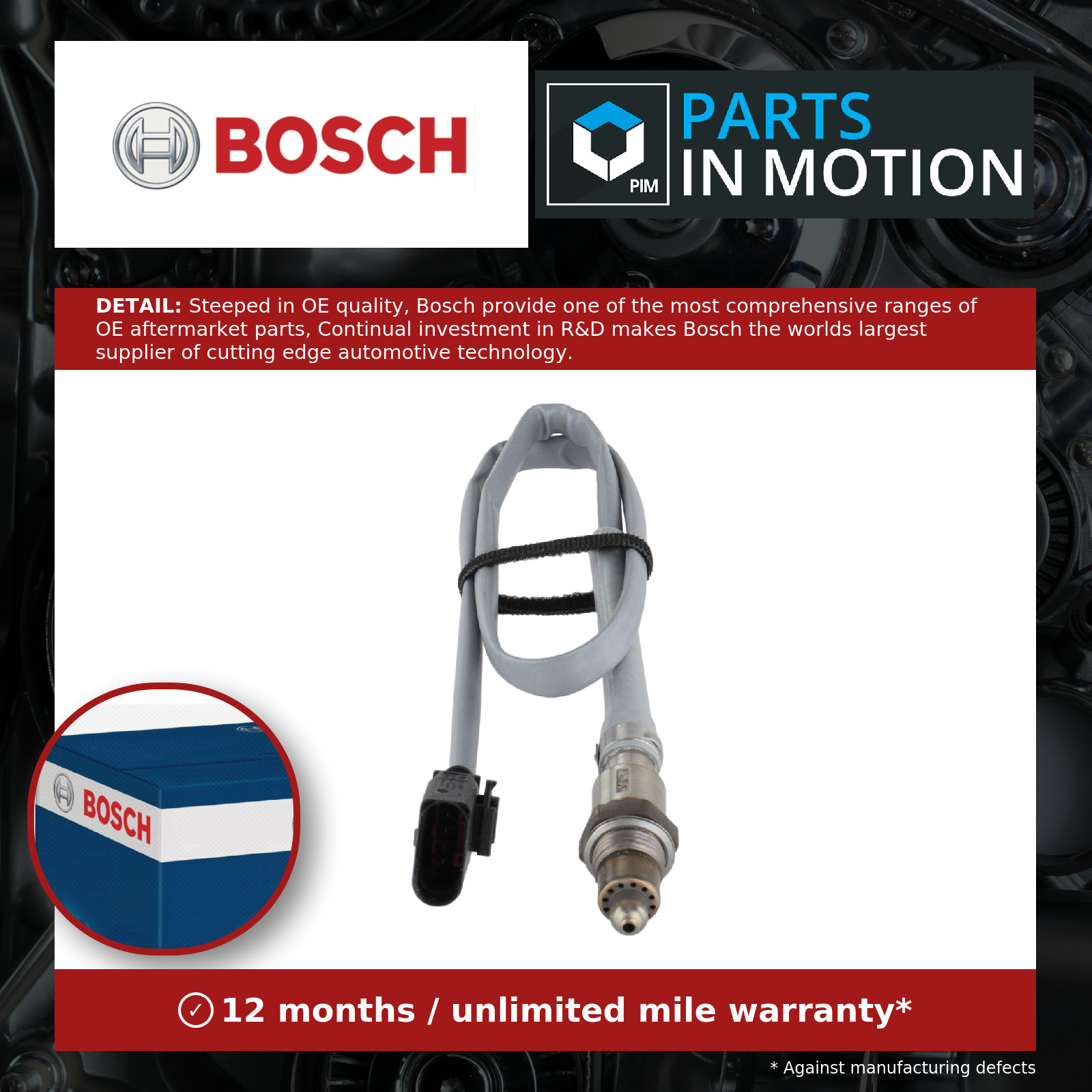 Lambda Sensor fits VW ARTEON 3H, 3H9 2.0 Post Cat 2017 on Oxygen Genuine Bosch