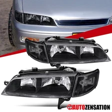 4PC Fit 1994-1997 Honda Accord Black Headlights Corner Signal Lamps Left+Right