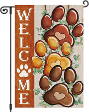 Welcome Garden Flag 12X18 Inch Double Sided Dog Cat Paw Print Garden Flag Decora