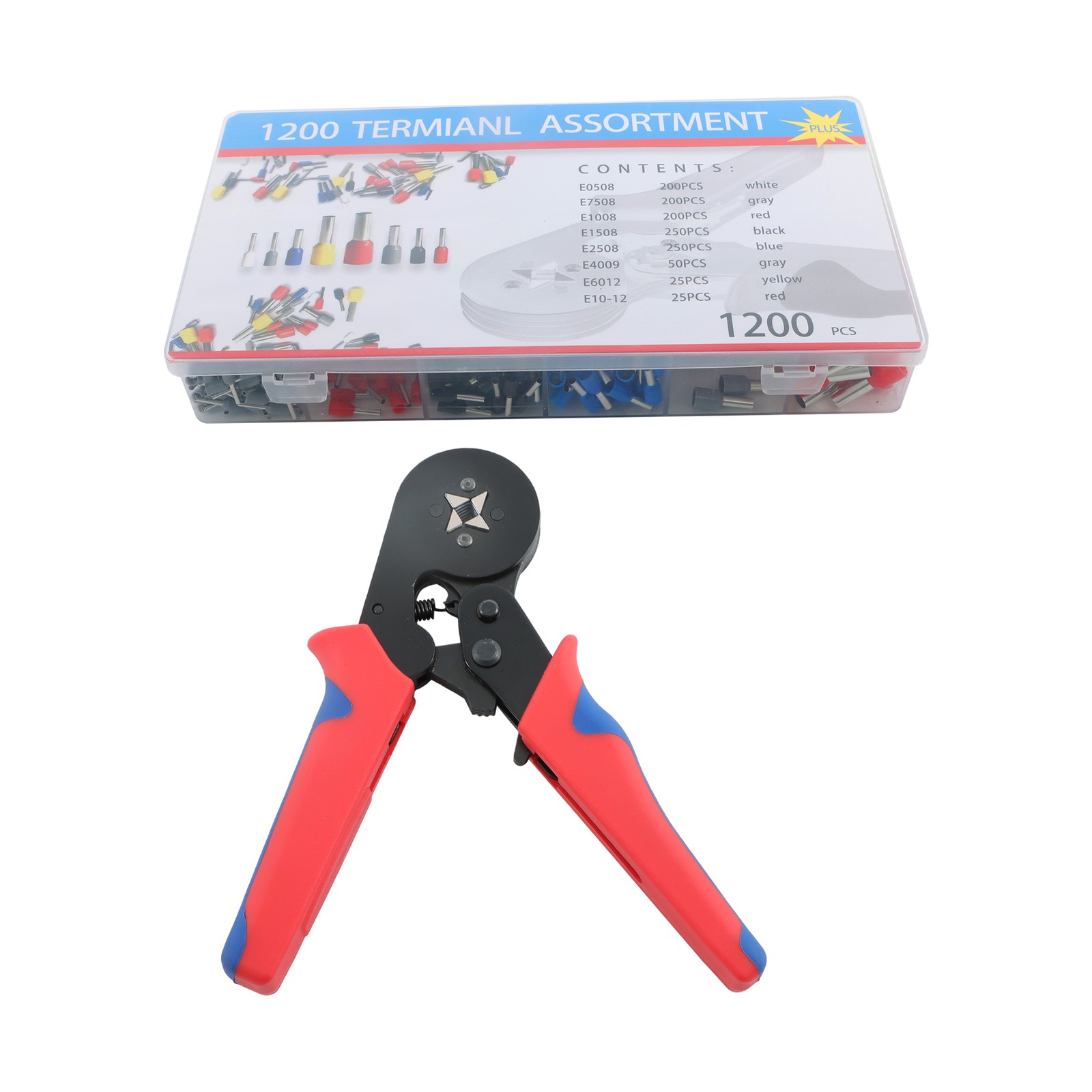 Crimping Tool Kit High Hardness Crimper Plier with 1200pcs Wire Ferrules Crimp