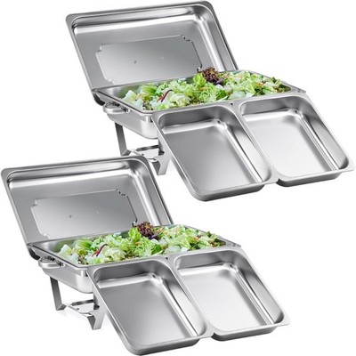 Chafing Dish Edelstahl Buffet-Set Warmhaltebehälter Speisenwärmer 2x9L