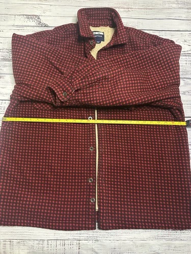 Basic Editions Men's XL Red/Black Check Shacket Sherpa Lined Button Jacket image 2