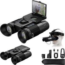 Head-Mounted Night Vision Goggles for Adults, Dual Screen Viewing 4K Video 48MP 