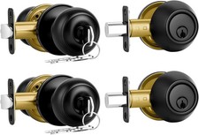 Pack Front Door Lock Set Matte Black,Exterior Door Lock Set with 2