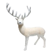 Renna Gigante Natalizia Alta 105 Pellicciosa Bianca Beige Decorativa per Natale 