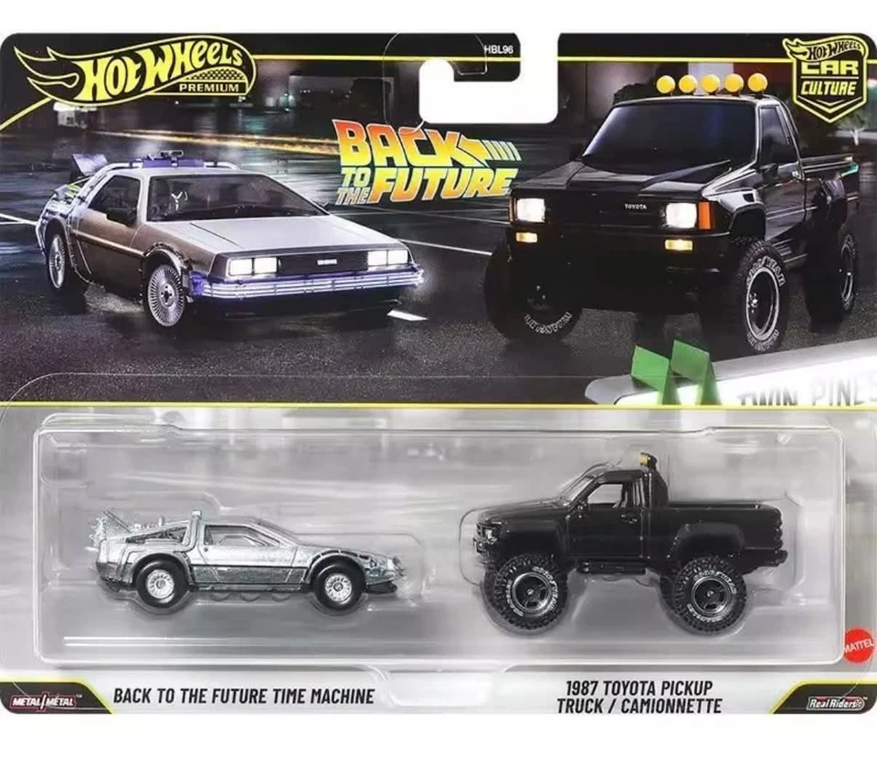 Hot Wheels 1:64 Twin Pack Back to the Future Time Machine & 1987 Toyota Pickup - Image 1 of 1