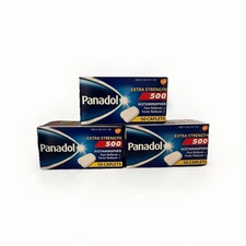 3 Pack! Panadol Extra Strength 500mg Acetaminophen, 50 Caplets Each
