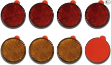 Motorcycle Reflector Stick on 2.28 inch Self Adhesive Round Mini Amber Red Re