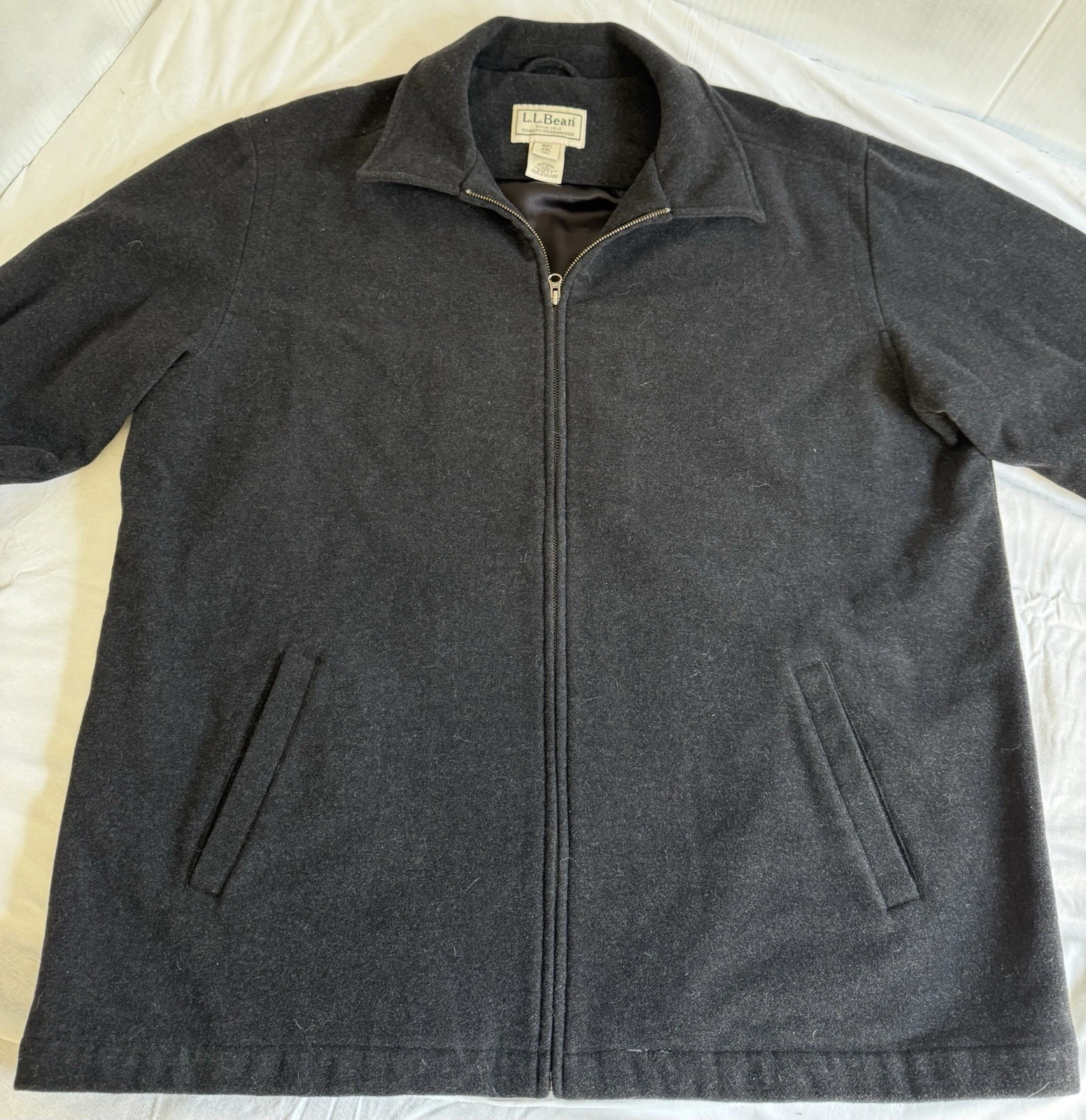 L.L.Bean Men’s XXL Tall Wool Blend Jacket Full Zip Charcoal Lined Casual Coat