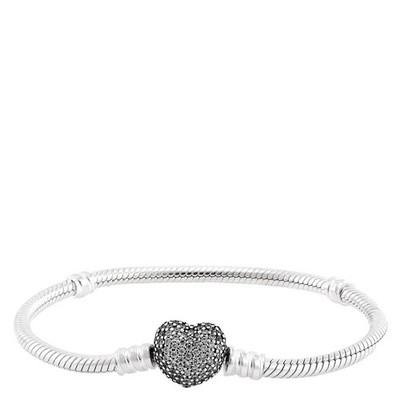 PANDORA Moments Silver Bracelet With Pave Heart Clasp 590727cz-20