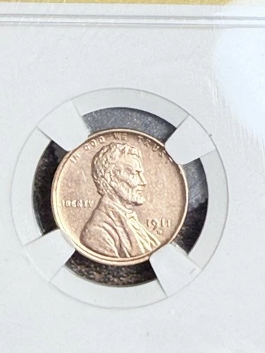 1911 D Lincoln Wheat Cent, Red, Gem BU, Rare in this condition
