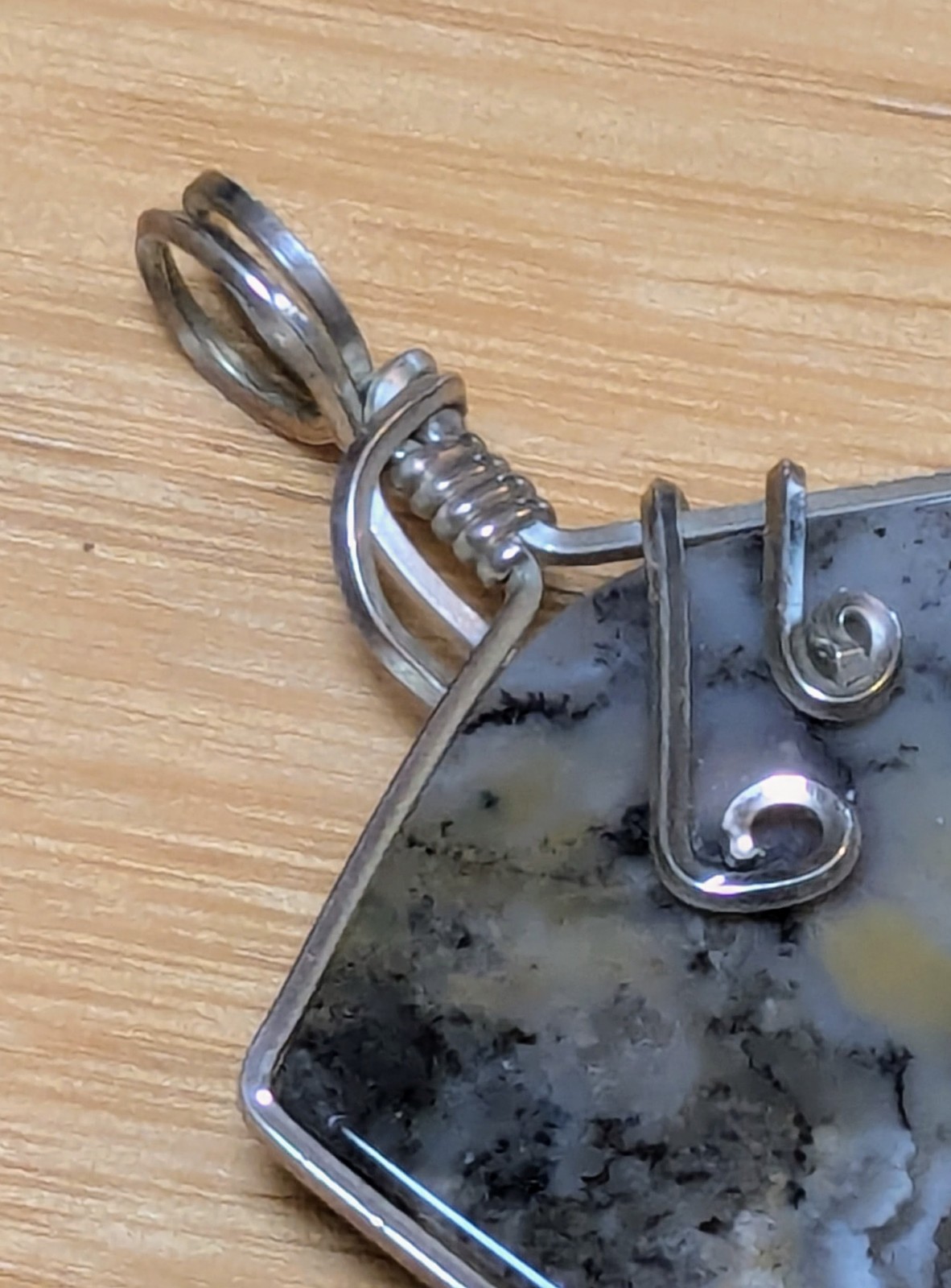 Dendritic Agate Hand-Wrapped Silver Statement Pen… - image 7