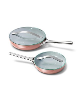 Caraway Ceramic Fry Pan Duo Glass Lids - Non-Stick Frying Pans 10.5 8 - Non