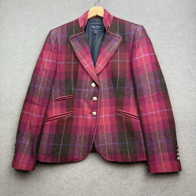 BARILOCHE Tweed Jacket UK 14 Red Blazer Hacking Riding Plaid Country Races