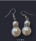 Women Fashion Faux Silver Pearl Dangle Earrings  — photo 2