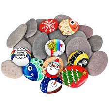 River Rocks for Painting 25 Pcs Large 2-3 Inch Flat Smooth 2"-3", Multicolor