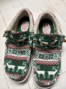 Hey Dude Wally Mens 9 Navy Winter Ugly Sweater Christmas Slip On Shoes Loafers Hey Dude Christmas | eBay main image 4