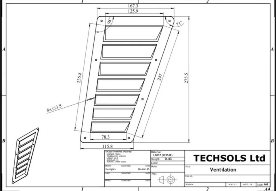 *NUEVO* Campana Acero RS3/4/5/6 Estilo Capó Ventilaciones Universal Foto 2 de 3