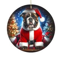 English Bulldog Christmas Tree Porcelain Ornament