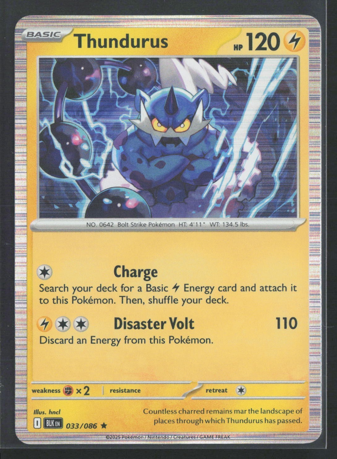 033/086 Thundurus - SV Black Bolt - Holo Rare NM Pokemon 
