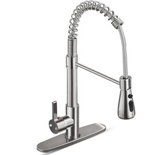 Kitchen Sink Faucet Pull down Spring Reinforced Sprayer Single Handle 1/3 Hole
