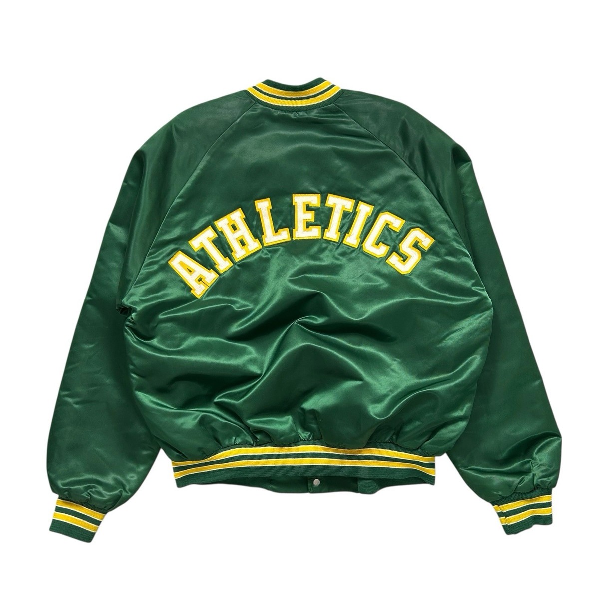 VTG 90s MLB OAKLAND ATHLETICS A's CHALK LINE SATIN JACKET SPELL
