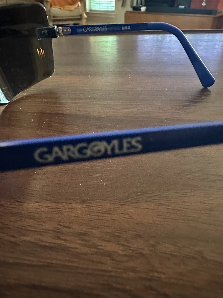 Gargoyles Mens Vintage Blue Wraparound 80s Terminator Sunglasses 85mm - Image 4 of 4